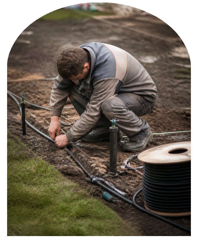Монтаж системы автополива газона для участка в Тайшете