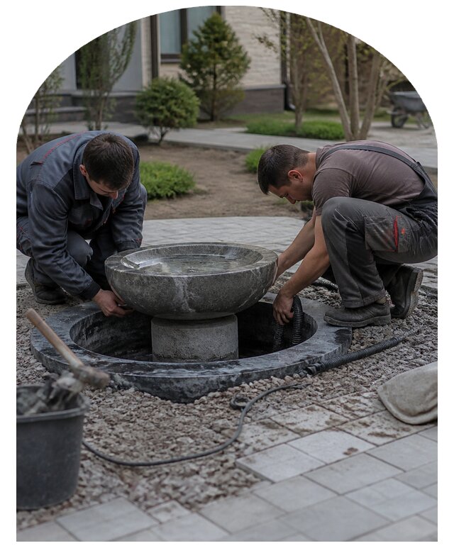 Изготовление и установка садового фонтана под ключ в Тайшете